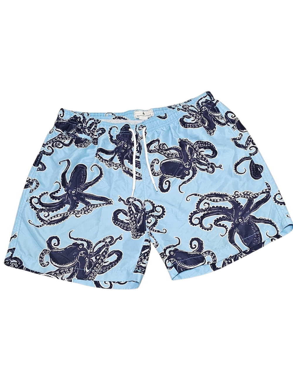 Southern Pines Men's Blue Octopus 3 Pocket Drawstring Swim Trunks Size XL